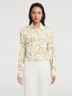 Silk Shirt In Balmain Chains Print