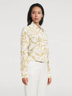 Silk Shirt In Balmain Chains Print