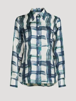 Silk Shirt In Tartan Print