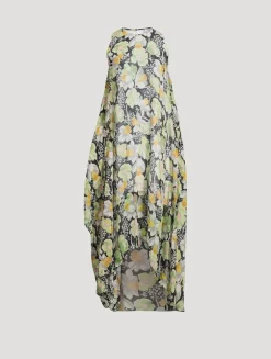 Silk Sleeveless Dress In Daffodil Floral Print