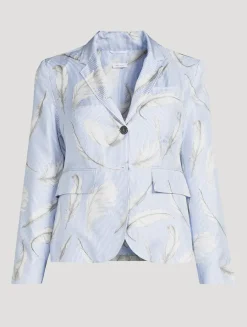 Silk Twill Blazer In Feather Print