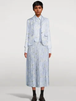 Silk Twill Blazer In Feather Print