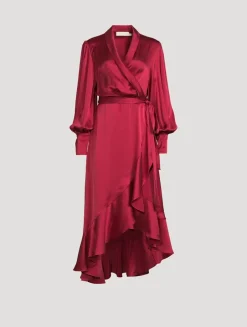 Silk Wrap Midi Dress