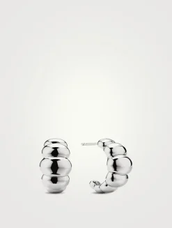 Silver Puffy Charlotte Hoop Earrings