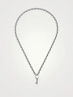 Silver Trademark Chain Necklace With Key