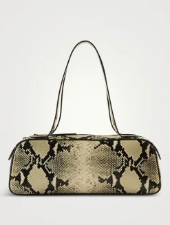 Simona Snakeskin-Embossed Leather Shoulder Bag