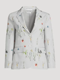 Single-Breasted Blazer In Botanical Flower Print