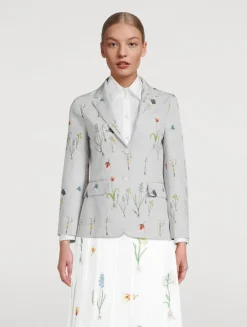 Single-Breasted Blazer In Botanical Flower Print