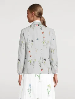 Single-Breasted Blazer In Botanical Flower Print