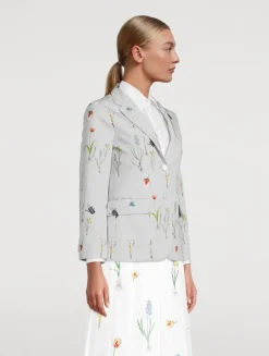 Single-Breasted Blazer In Botanical Flower Print