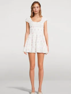 Siona Smocked Mini Dress In Floral Print