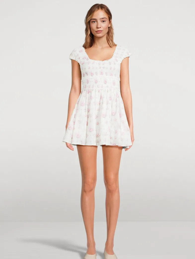 Siona Smocked Mini Dress In Floral Print