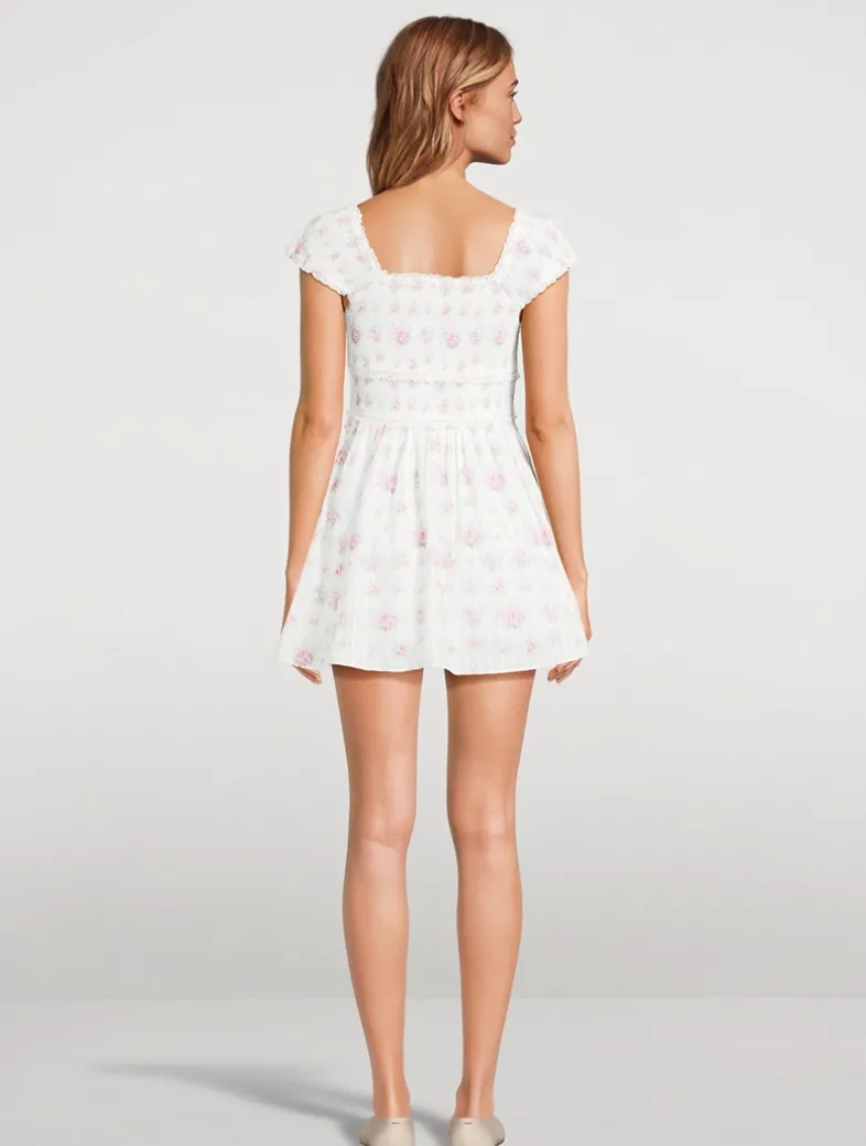Siona Smocked Mini Dress In Floral Print