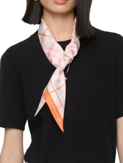 Skinny Contrast Check Silk Scarf