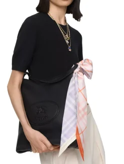 Skinny Contrast Check Silk Scarf