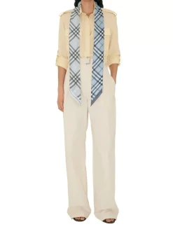 Skinny Contrast Check Silk Scarf