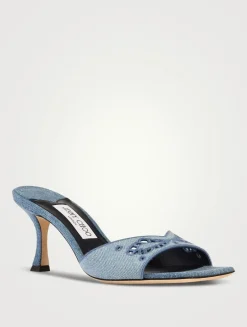 Skye Embroidered Denim Mules
