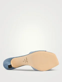 Skye Embroidered Denim Mules