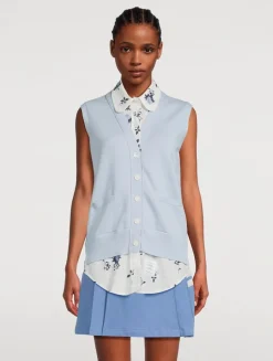 Sleeveless Cardigan With Shirt In Floral Print