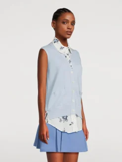 Sleeveless Cardigan With Shirt In Floral Print