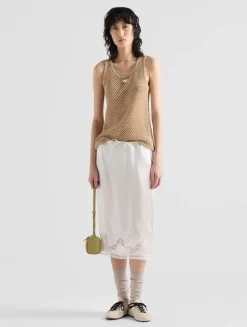 Sleeveless Cotton Mesh Top