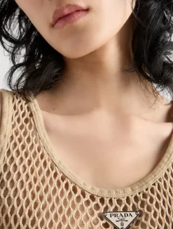 Sleeveless Cotton Mesh Top