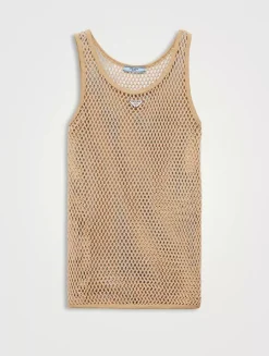 Sleeveless Cotton Mesh Top