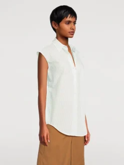 Sleeveless Shirt In Stripe Print