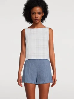 Sleeveless Top In Plaid Print