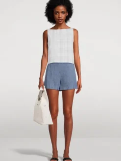 Sleeveless Top In Plaid Print