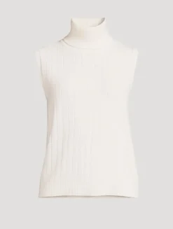 Sleeveless Wool Cashmere Turtleneck
