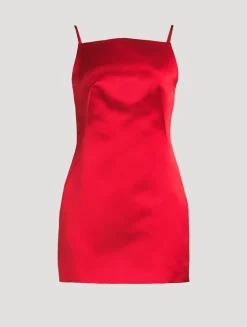 Sliced Silk Mini Dress