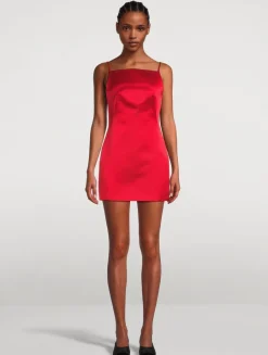 Sliced Silk Mini Dress