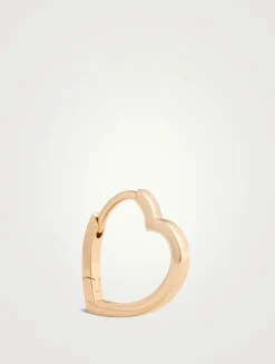 Small Antifer Heart 18K Rose Gold Hoop Earring
