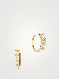 Small Barre 18K Gold Floating Diamond Hoop Earrings