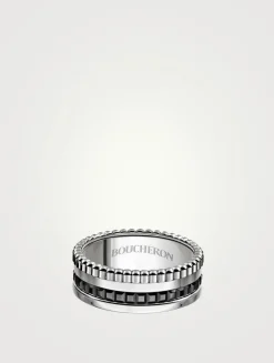 Small Black Edition Quatre White Gold Ring With Black PVD