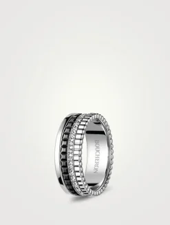 Small Black Edition Quatre White Gold Ring With Black PVD And Diamonds