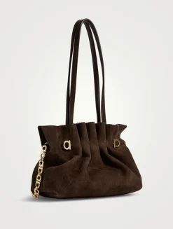 Small Ferragamo Soft Suede Shoulder Bag