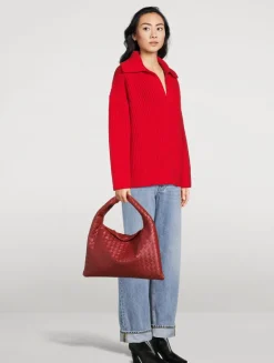 Small Hop Intrecciato Leather Shoulder Bag