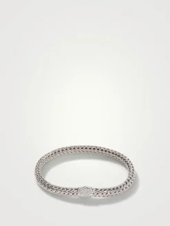 Small Icon Sterling Silver Bracelet With Pavé Diamonds