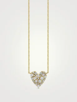 Small 14K Gold Cocktail Heart Necklace With Diamonds