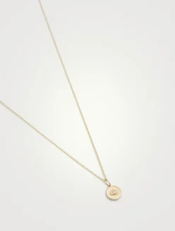 Small 14K Gold Evil Eye Coin Necklace With Diamond