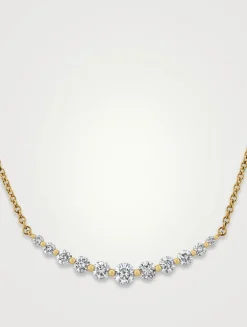 Small 18K Gold Smile Necklace With Diamonds