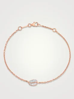 Small 18K Rose Gold Palm Leaf Bracelet With Diamonds