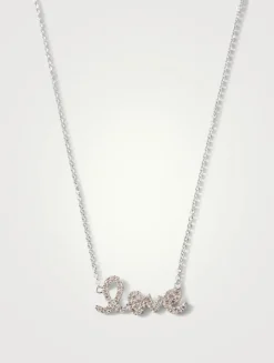 Small 14K White Gold Love Necklace With Diamonds