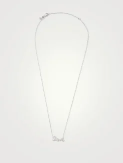 Small 14K White Gold Love Necklace With Diamonds