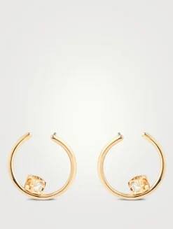 Small Le Cube Diamant 18K Gold Hoop Earrings With Diamonds