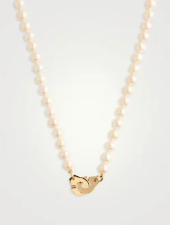 Small Menottes Dinh Van Pearl And 18K Gold Necklace