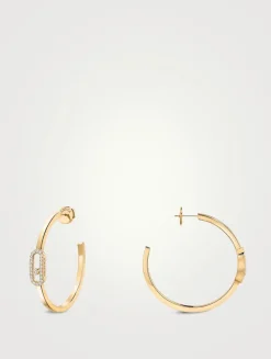 Small Move Uno 18K Gold Hoop Earrings With Diamonds