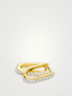 Small Pavé Ovate Hoop Earrings